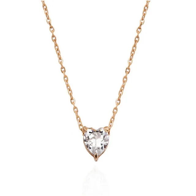 2018 Trendy Chains Crystal Pendant Chokers Necklaces Women Crystal Heart Gold Personalized Necklace Silver Plated Jewelry Gifts