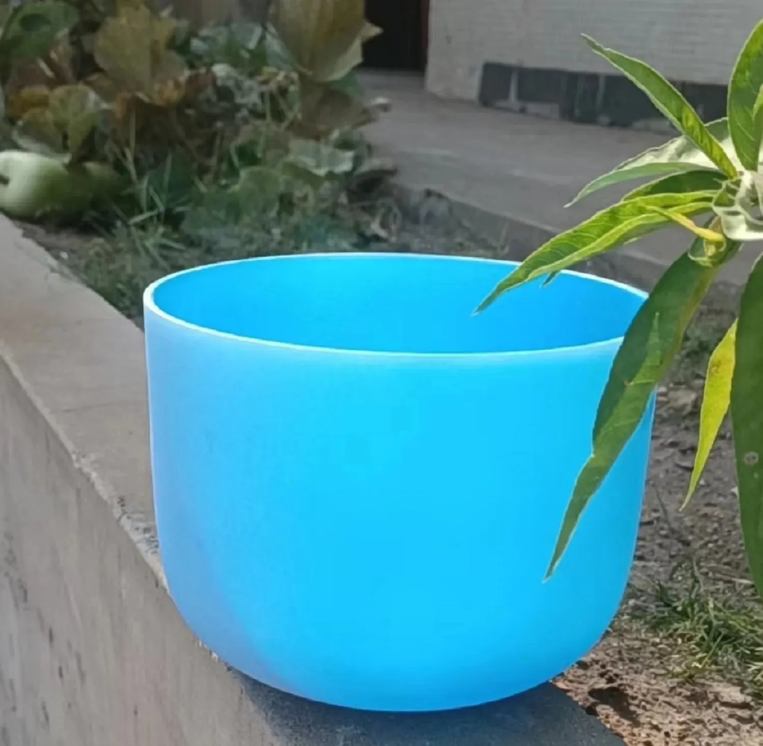 8 Inch 432hz Abcdefg Light Blue Coloured Chakra Quartz Crystal Singing Bowl for Sound Healing