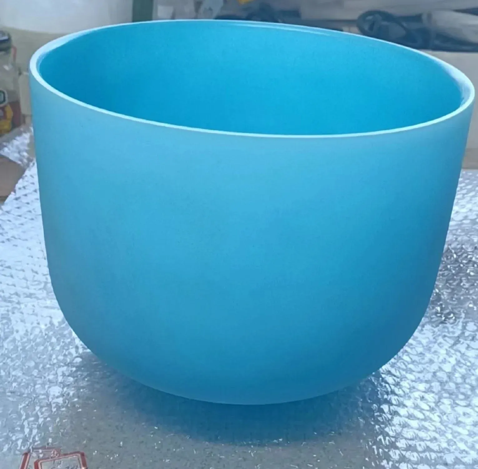8 Inch 432hz Abcdefg Light Blue Coloured Chakra Quartz Crystal Singing Bowl for Sound Healing