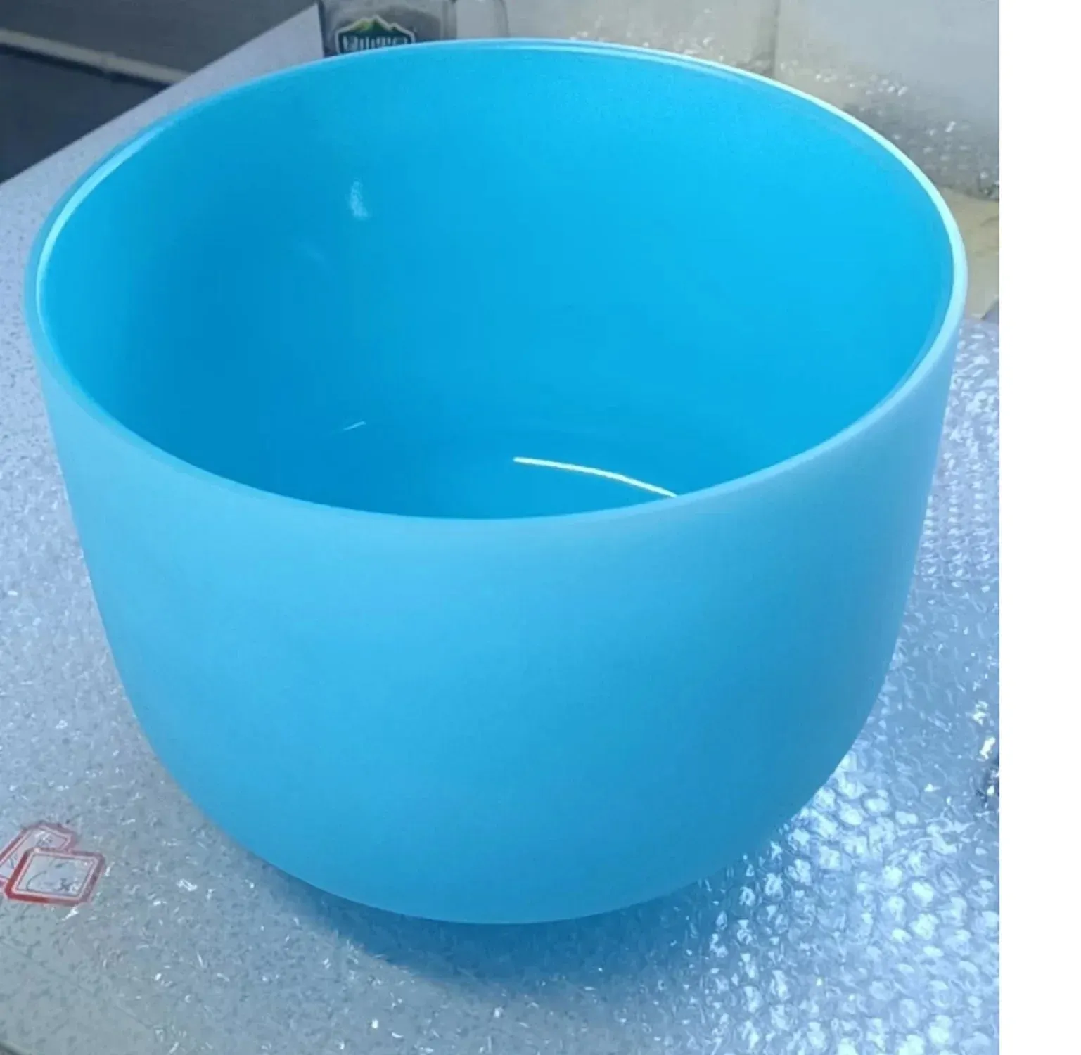 8 Inch 432hz Abcdefg Light Blue Coloured Chakra Quartz Crystal Singing Bowl for Sound Healing