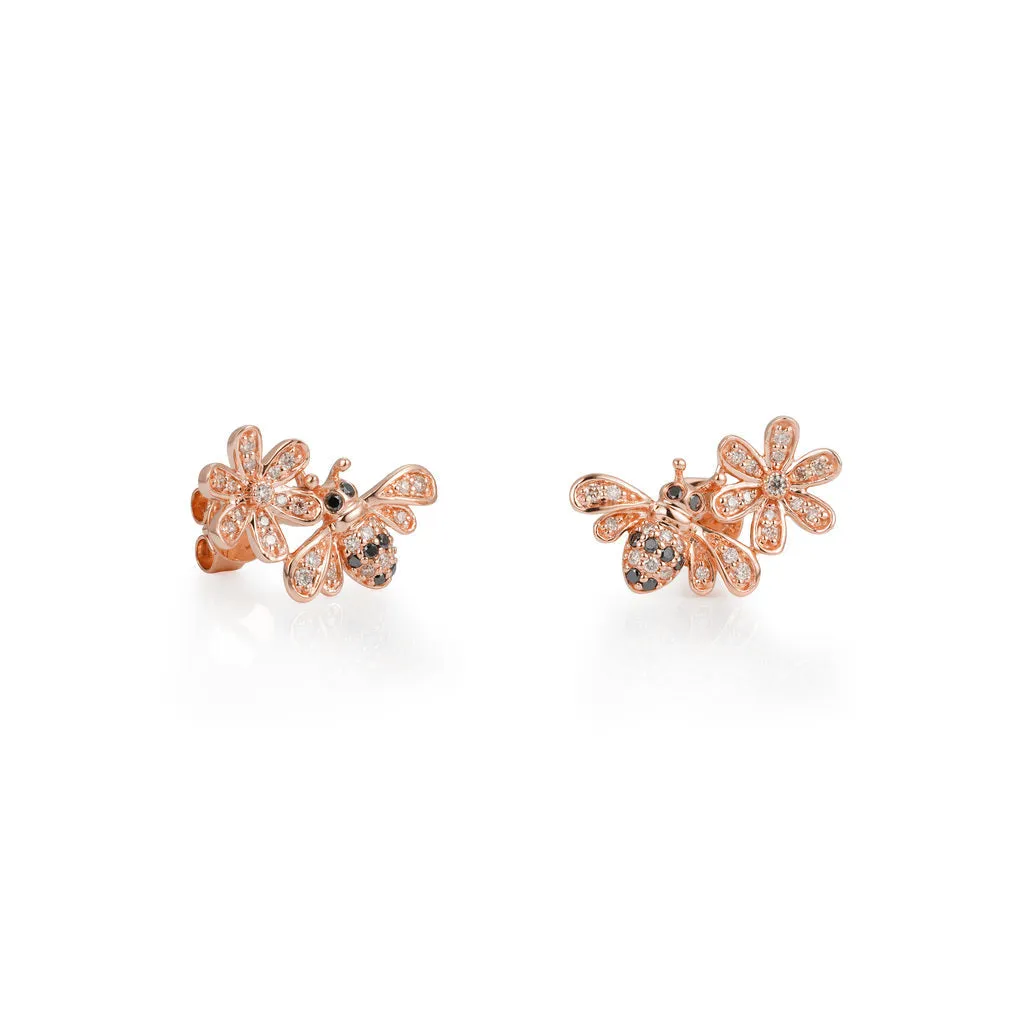 Bee Flower Diamond Earrings