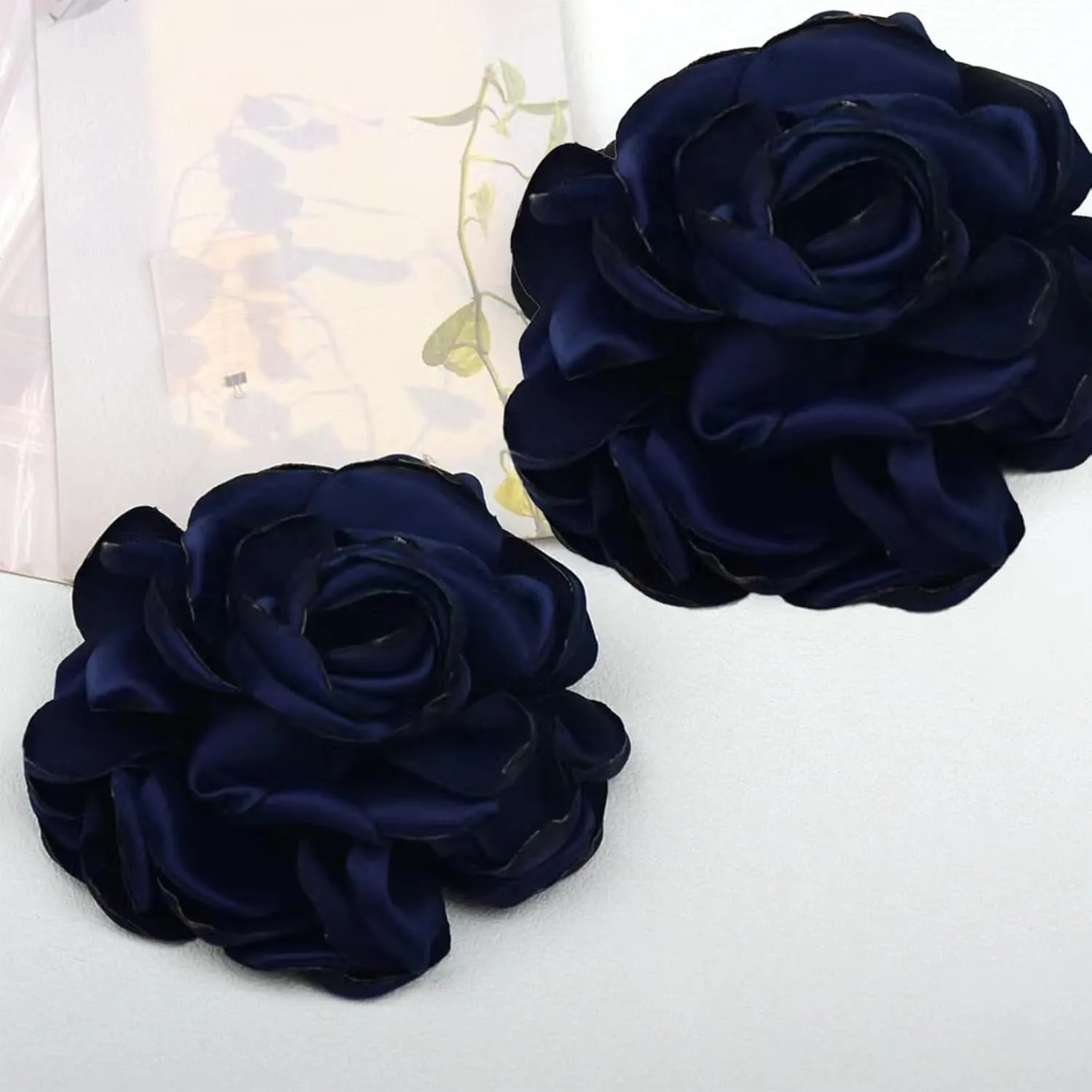 Big Flower Pins for Clothes Fabric Rose Flower Brooches for Women Large Delicate Elegant Flower Lapel Pin for Wedding Party Dance Banquet Wedding Guest Dresses Suit Accessories 7.5in