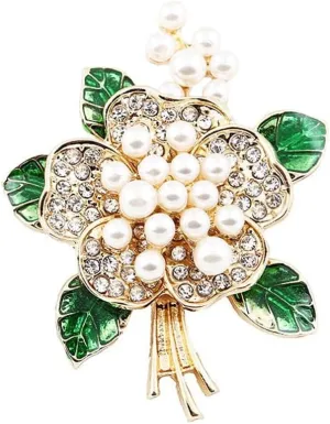 Brooches for Women White Pearl Flower- Rhinestone Brooch Jewelry - Ladies Wedding Bouquet Brooches Pin for Birthday, Christmas, Anniversary