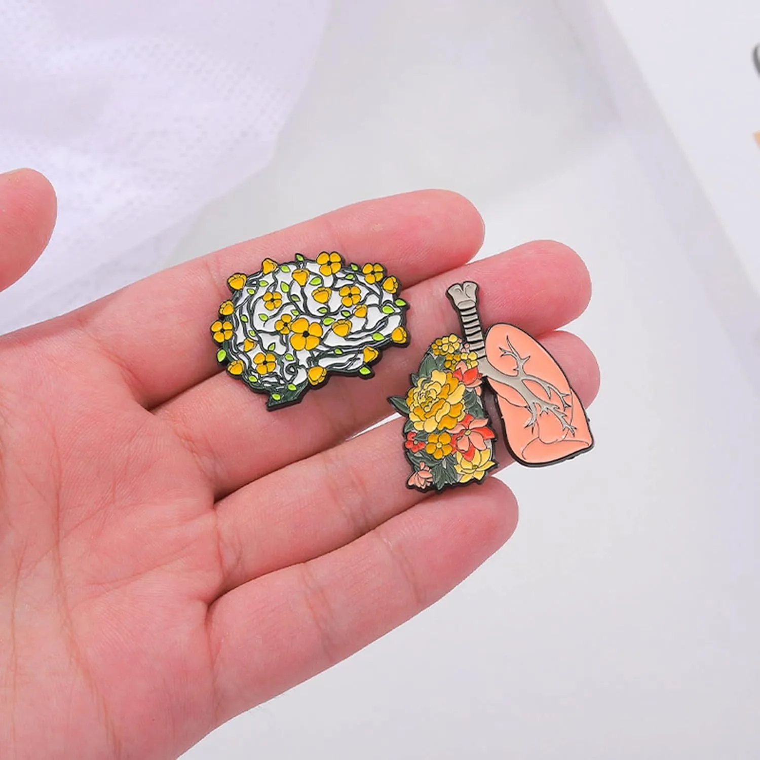 Brooches for Women,Floral Organ Enamel Pins Brain Lung Intestines Stomach Brooches Lapel Badges Cartoon Plant Jewelry Gift for Kids