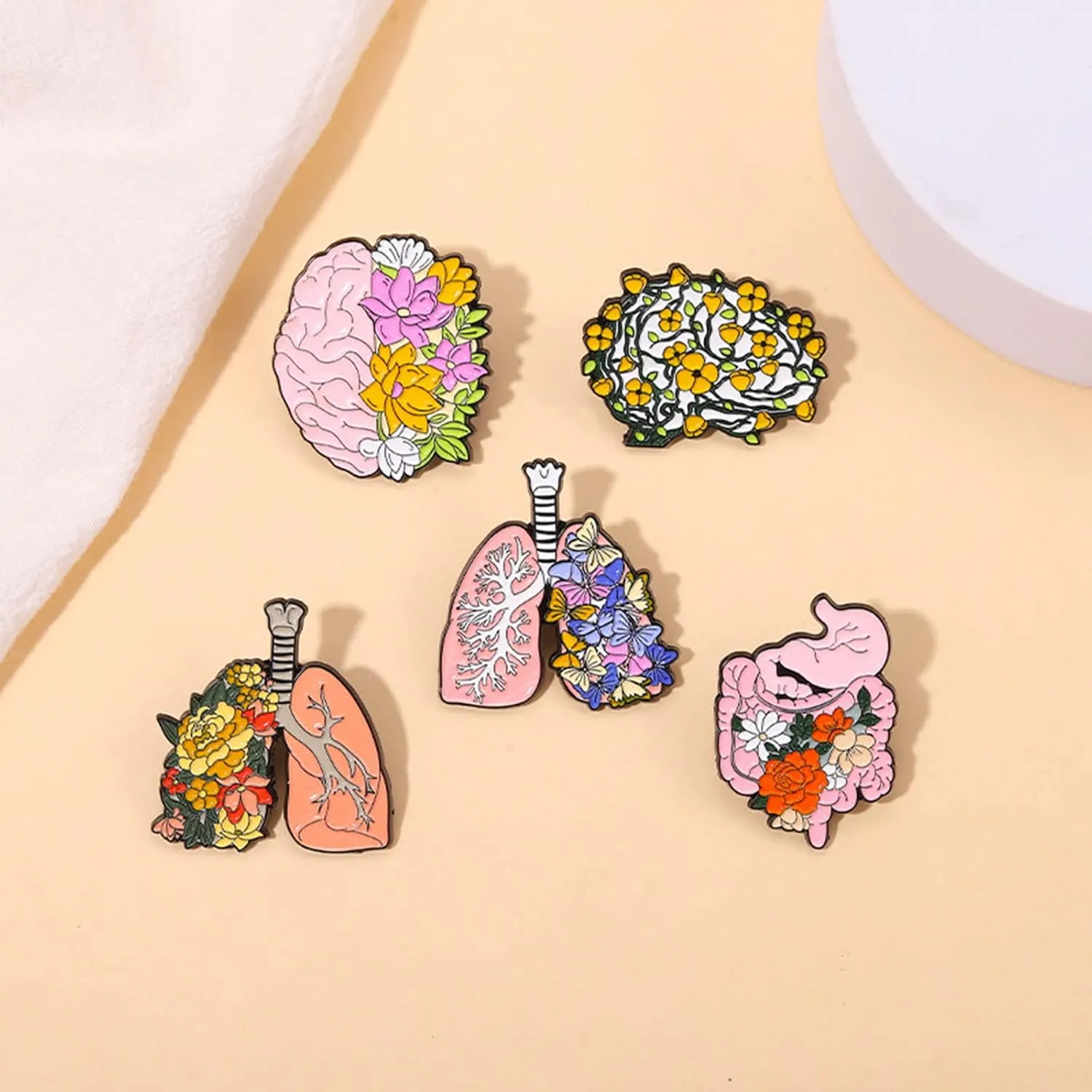 Brooches for Women,Floral Organ Enamel Pins Brain Lung Intestines Stomach Brooches Lapel Badges Cartoon Plant Jewelry Gift for Kids