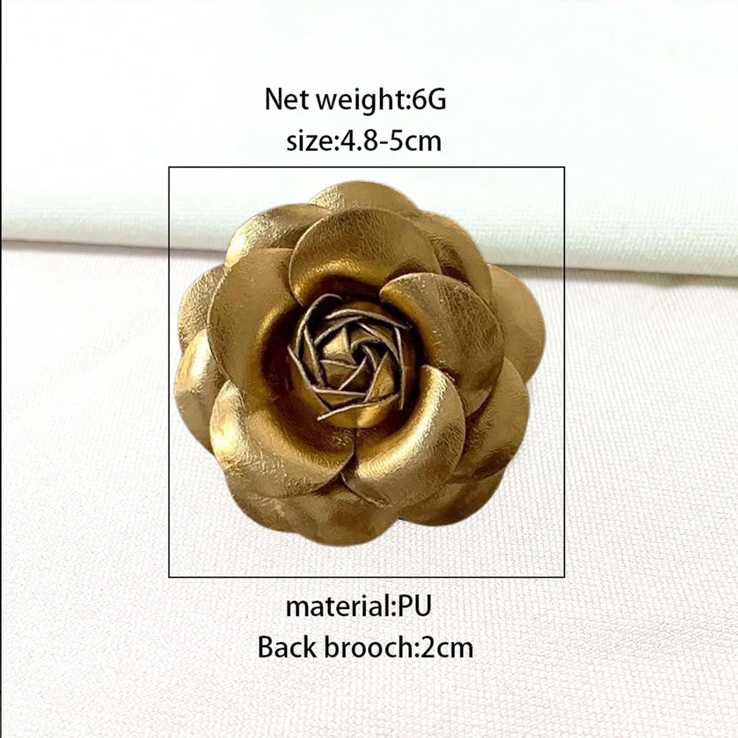 Camellia Brooch Pins Flower Brooches and Pins for Women Fashion Handmade Leather Gold Brooches Elegant Hair Flowers Clips Cute Flower Rose Pins for Dress Accessories Jewelry