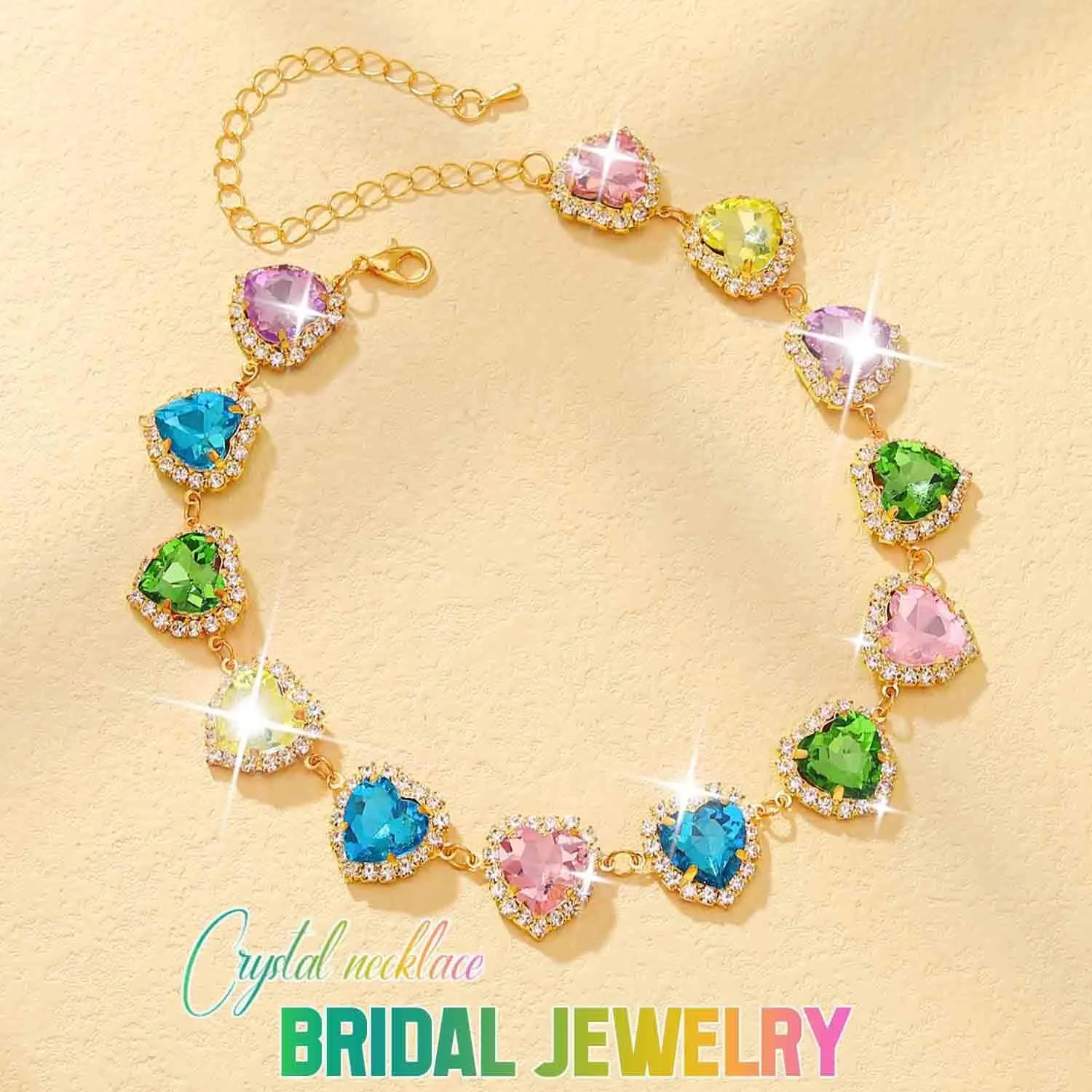CLOACE Colorful Crystal Choker Necklace Sparkly Rhinestone Chokers Necklaces Chain Party Prom Neck Jewelry for Women