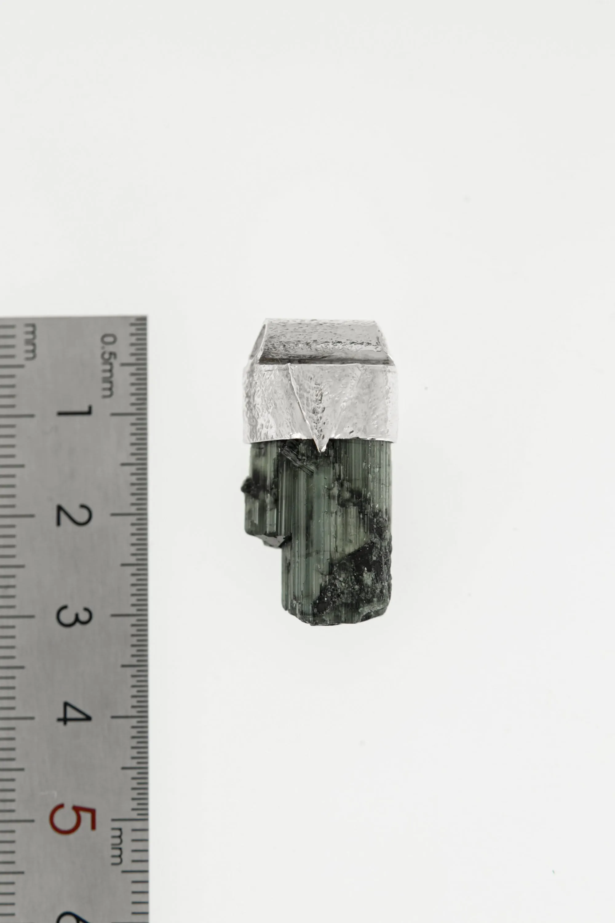 Crystal Necklace Featuring Raw Gem Green Tourmaline, Organic Textured 925 Sterling Silver, Unique Stack Collection Pendant Charm NO/02
