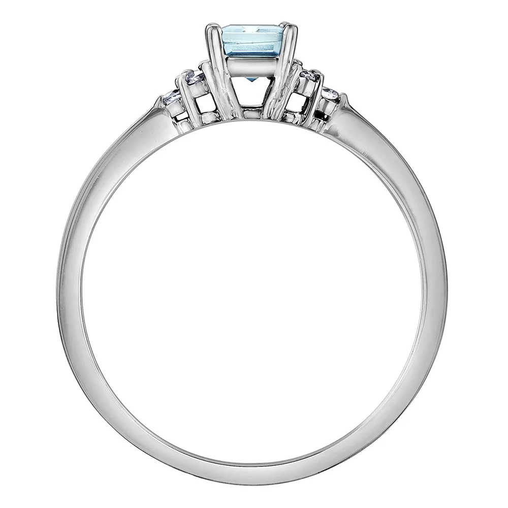 Diamond and Aquamarine Ring