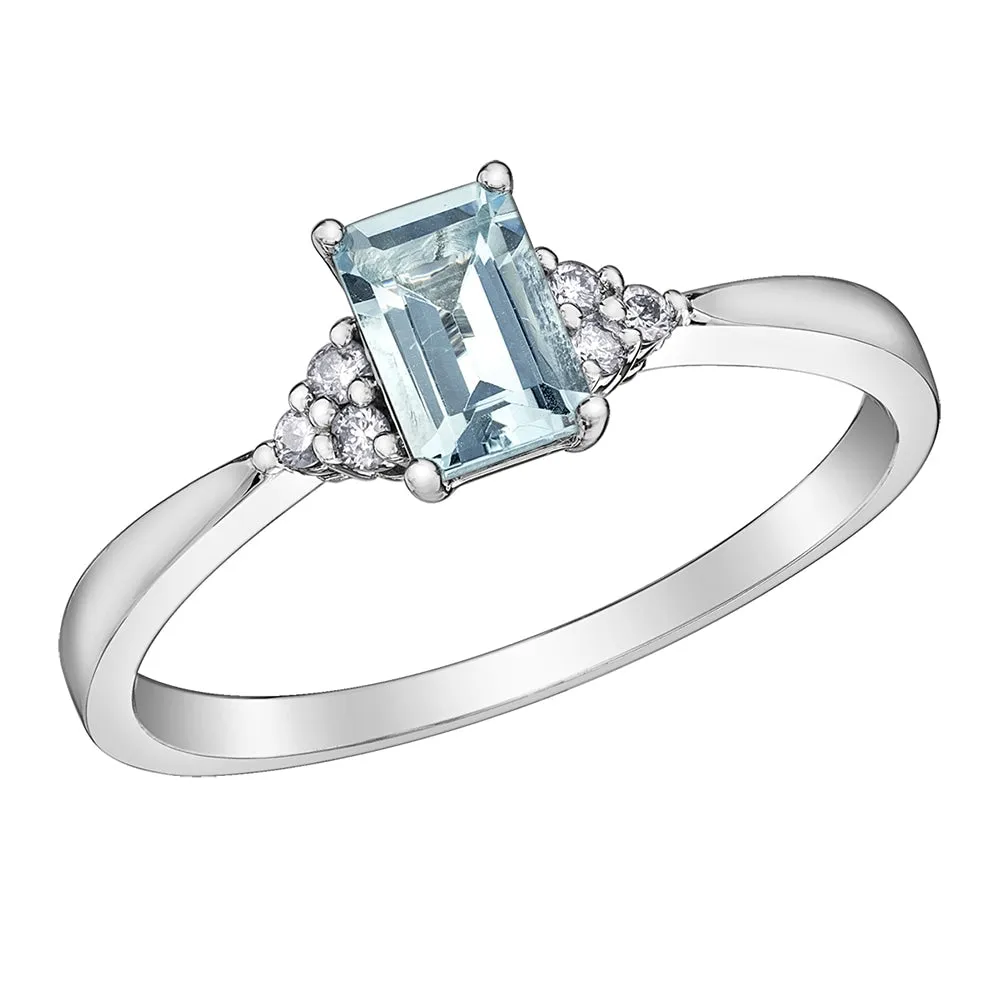 Diamond and Aquamarine Ring
