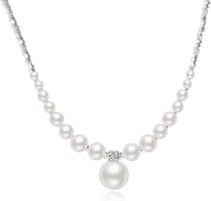 Elegant Pearl Necklace for Women Sparkle Crystals Pearl Pendant Necklace Adjustable Beaded Chokers Necklace For Women Trendy Jewelry Gifts