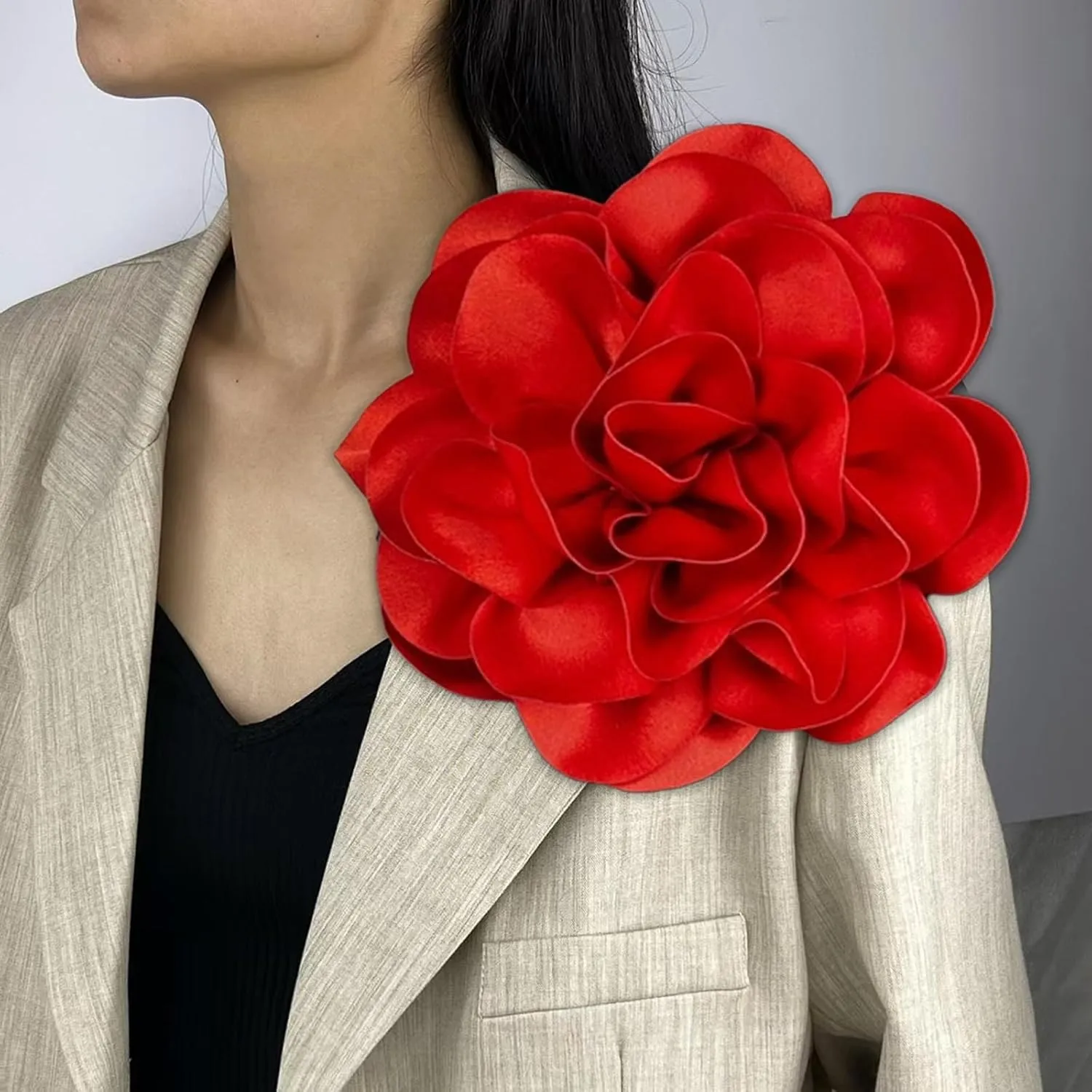 Flower Pins for Clothes Large Rose Flower Brooches Lapel Pins Dainty Fabric Flower Pins Delicate Elegant Handmade Flower Brooches for Wedding Party Dance Banquet Dress Suit Ceremony Clothes Accessories Jewelry