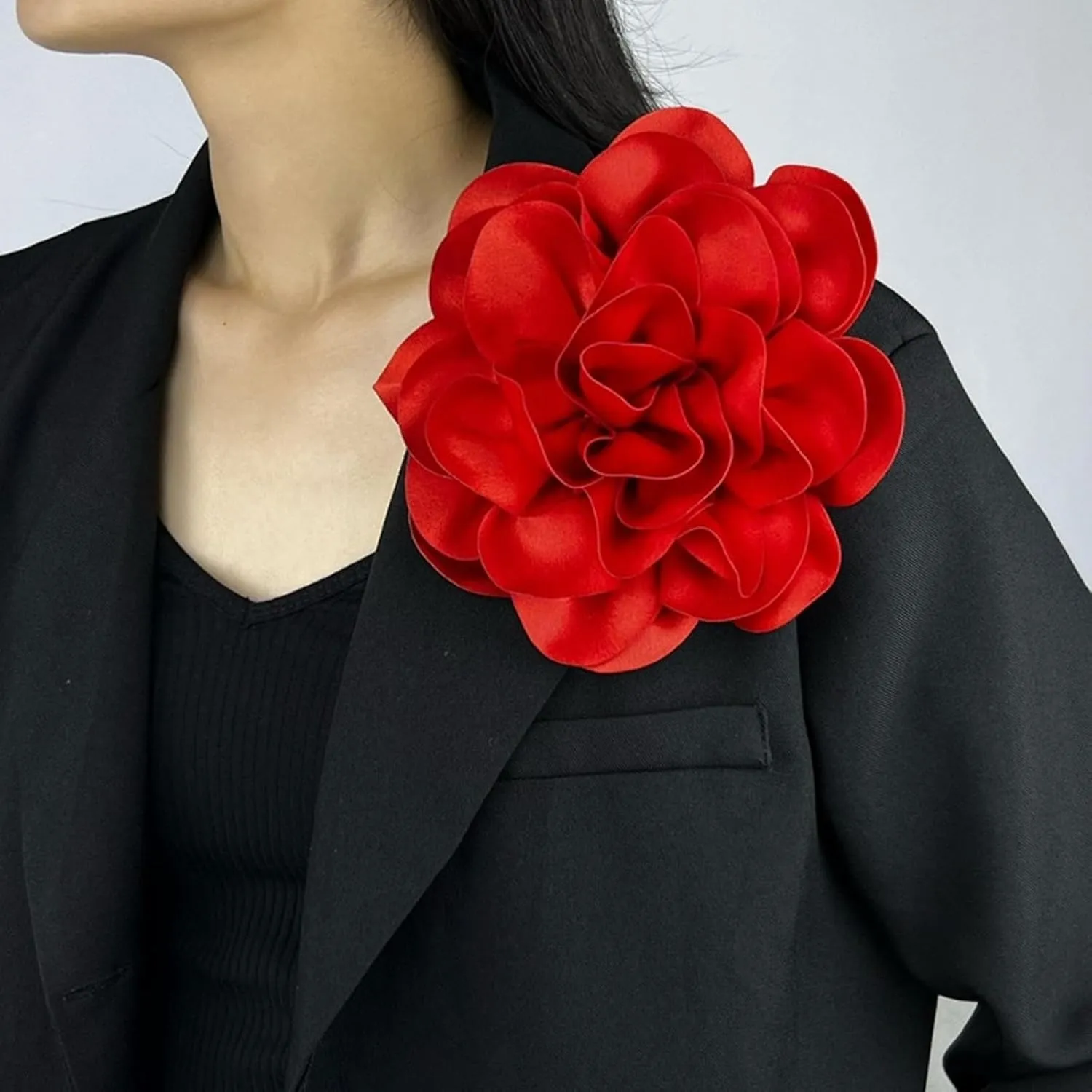 Flower Pins for Clothes Large Rose Flower Brooches Lapel Pins Dainty Fabric Flower Pins Delicate Elegant Handmade Flower Brooches for Wedding Party Dance Banquet Dress Suit Ceremony Clothes Accessories Jewelry