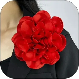 Flower Pins for Clothes Large Rose Flower Brooches Lapel Pins Dainty Fabric Flower Pins Delicate Elegant Handmade Flower Brooches for Wedding Party Dance Banquet Dress Suit Ceremony Clothes Accessories Jewelry