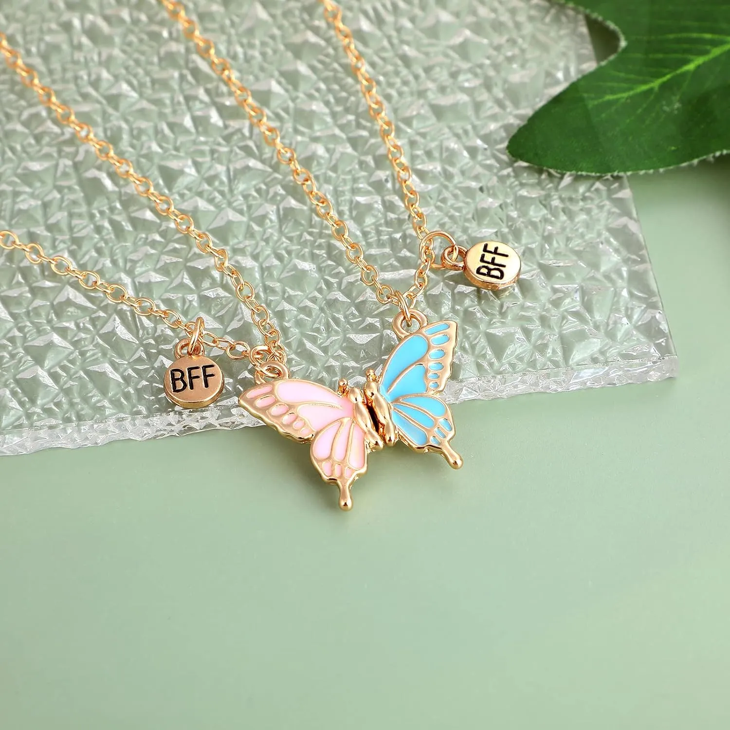 MJartoria BFF Necklace and Bracelets for 2-Butterfly Friendship Necklace Bracelet Best Friend Necklace Matching Necklace Bracelets Gifts