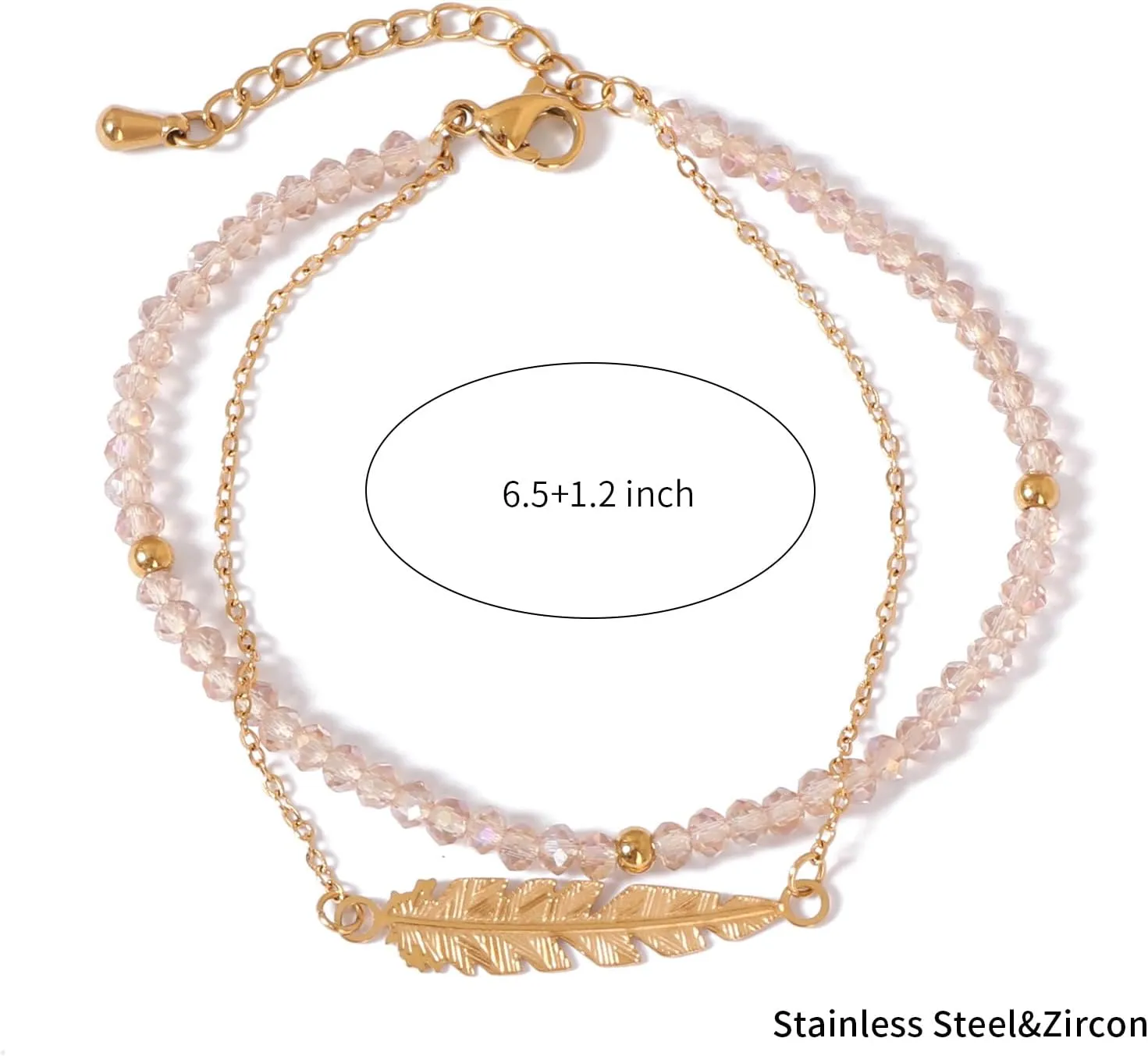 Natural Gemstone Beads Bracelets for Women Round Beaded Gold Link Bracelet Handmade Healing Crystals Bracelet Gemstone Jewelry Gift for Wife Mother