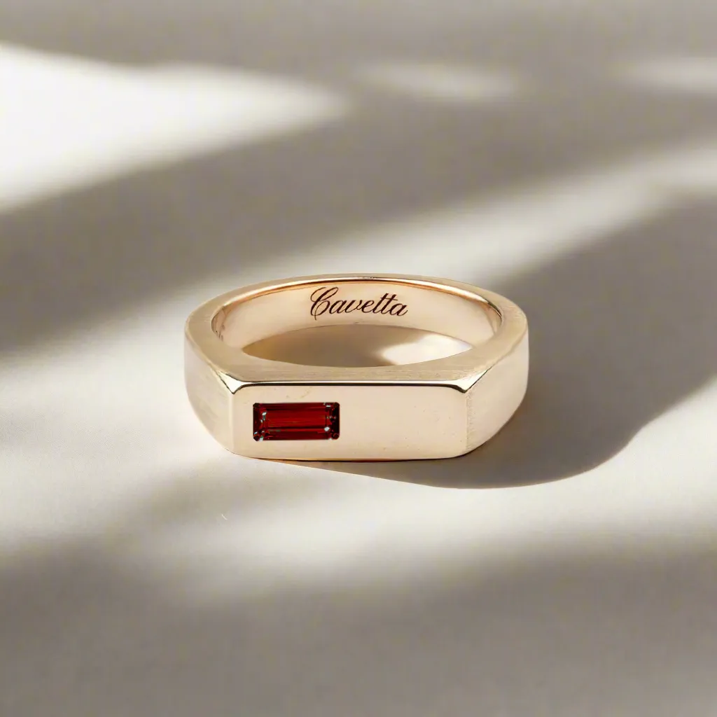 'No. 6' Solid Gold Ring (Red Ruby)