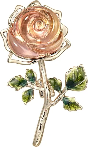 SHE'S FREE STYLE JUST FOR YOU Resin Rose Brooch, Eco-friendly Handcrafted Vintage Style Floral Pin for Women, Copper Base, Resin Flower Brooches with Pink Yellow Gradient jewelry Accessories