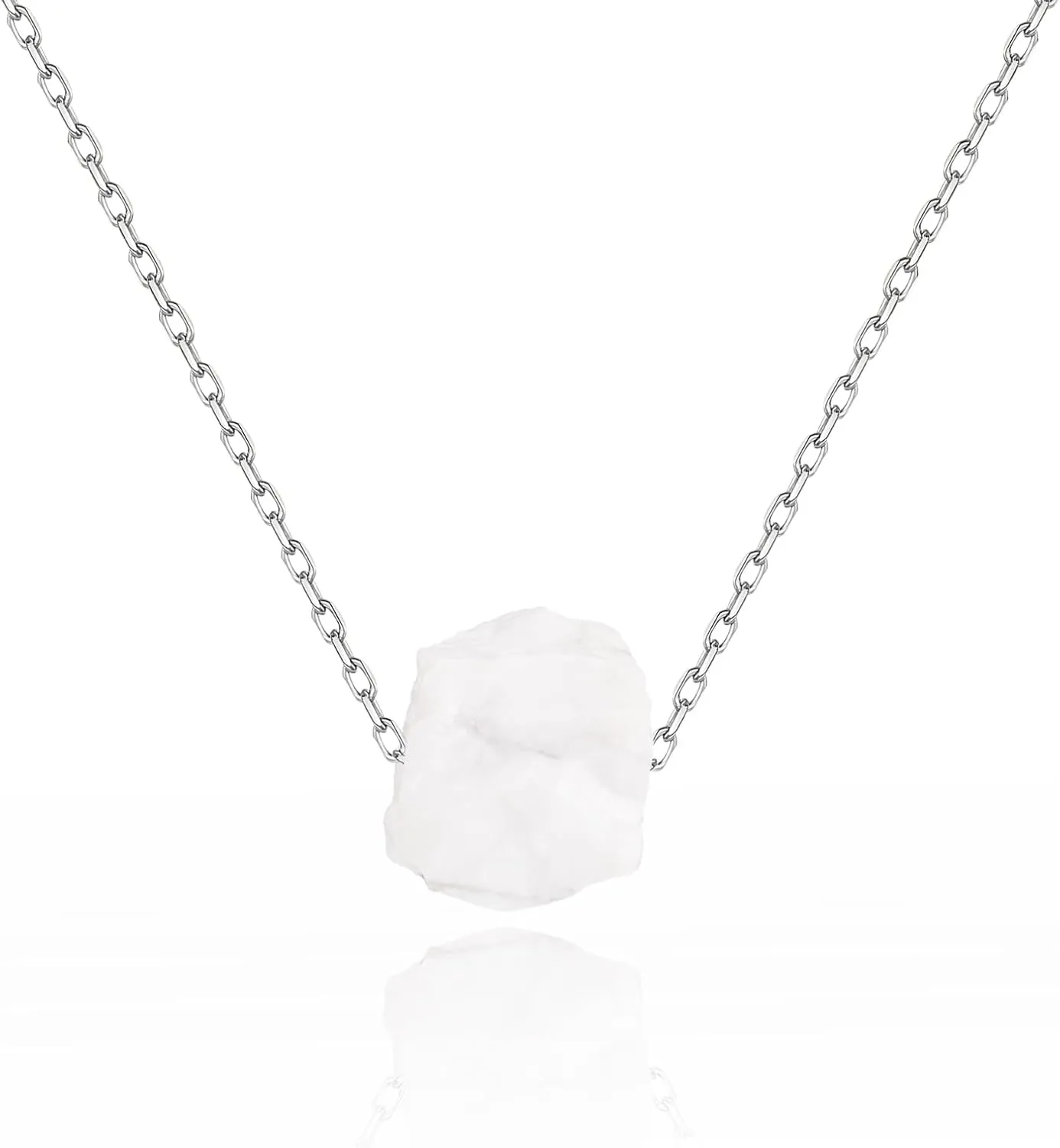Solid 925 Sterling Silver Natural Crystal Necklace Spiritual Energy Healing Raw Stone