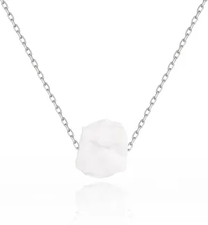 Solid 925 Sterling Silver Natural Crystal Necklace Spiritual Energy Healing Raw Stone