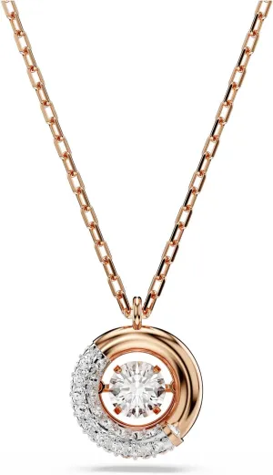 Swarovski Dextera Pendant, Round Cut, Clear, Rose Gold-Tone Finished