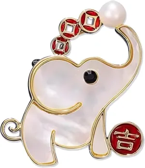 White Shell Rhinestone Dragon Elephant Brooch Cute Animal Crystal Brooches and Pins for Women Gold brooch Fashion Jewelry for Women Men Gift