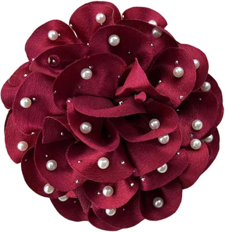 Women's oversized elegant Large flower Pearl Brooch Hairpin Headflower hat accessories suit lapel wedding corsage(5.12in)