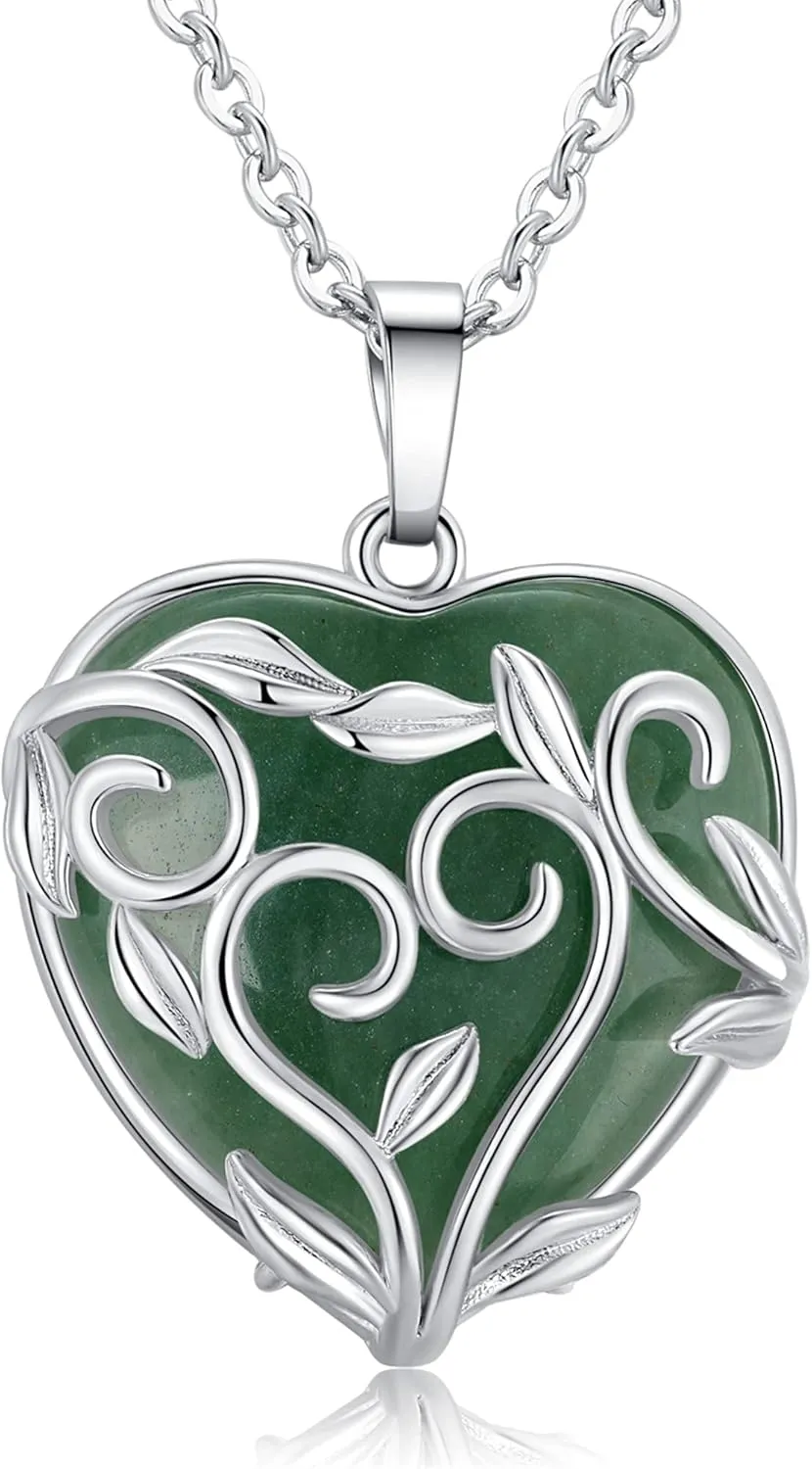 XIANNVXI Green Aventurine Necklace Mothers Day Gifts Healing Crystal Stone Necklaces Heart Pendant Necklace Natural Spiritual Jewelry for Women Girlfriend Wife