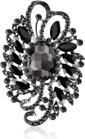 YOQUCOL Flower Shape Large Brooch Pin for Women Big Brooch with Crystal Fashion Floral Brooch for Dress Hat Decoration
