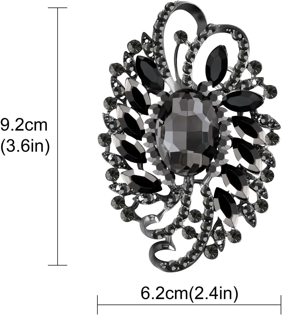 YOQUCOL Flower Shape Large Brooch Pin for Women Big Brooch with Crystal Fashion Floral Brooch for Dress Hat Decoration